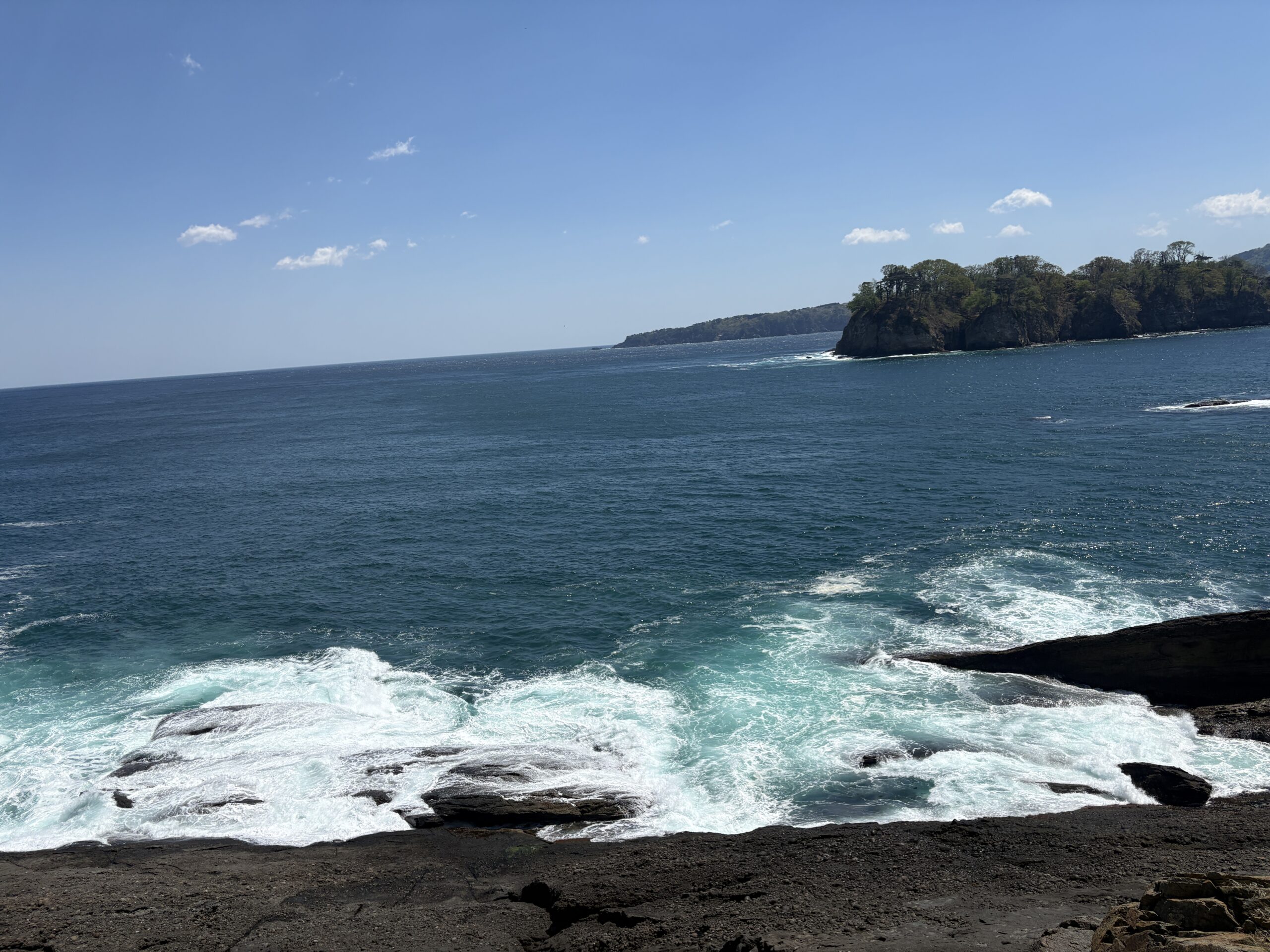 海を眺めながら走るシーン