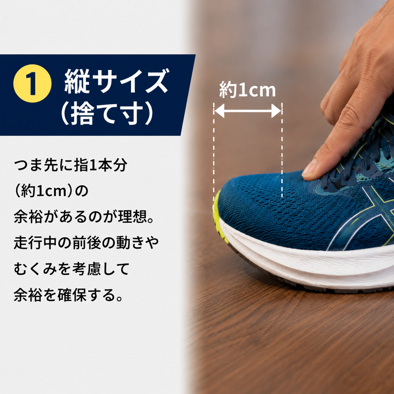 ①縦サイズ（捨て寸）の確認方法