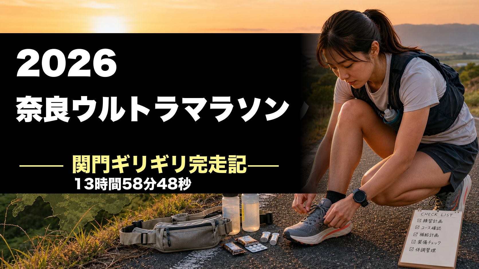 2026奈良ウルトラマラソンを13時間58分48秒で関門ギリギリ完走した完走記のアイキャッチ画像