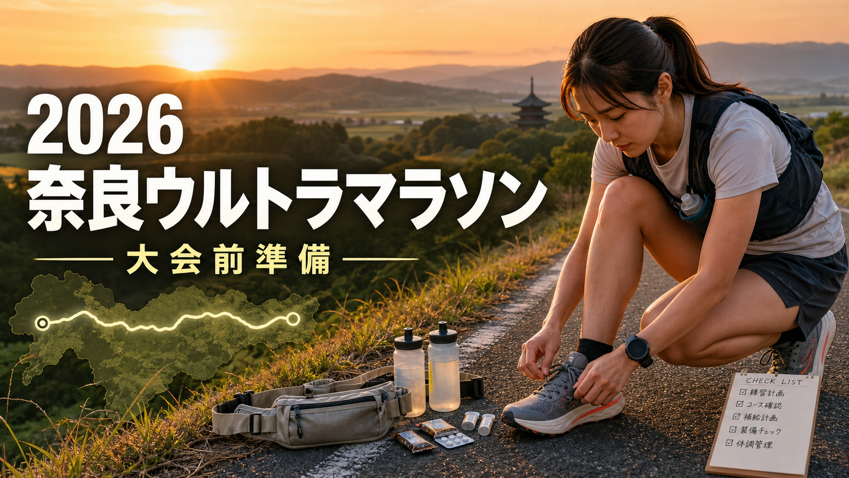 30代女性ランナーが準備をする2026奈良ウルトラマラソン大会前準備のアイキャッチ画像