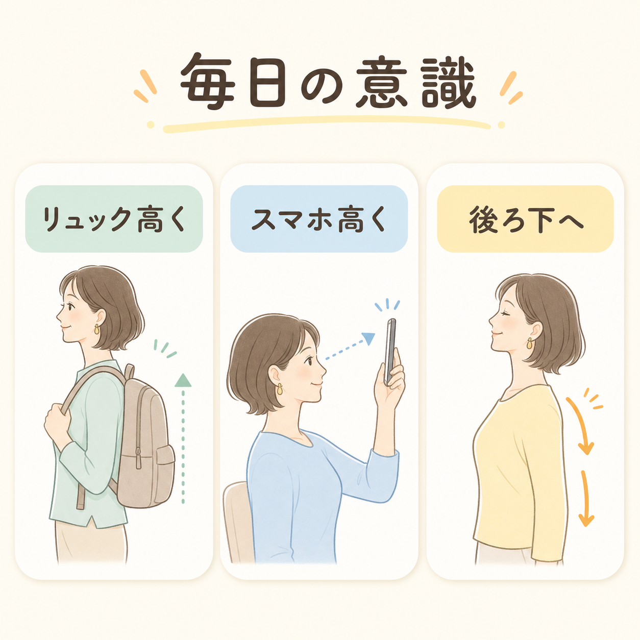 肩に負担をかけにくい日常の3つの意識