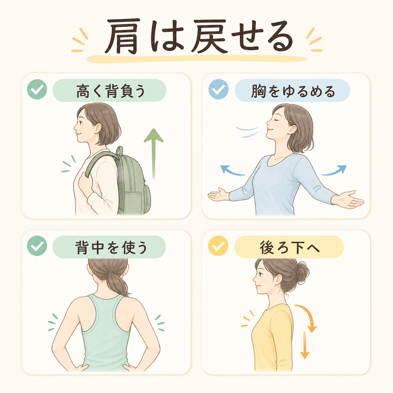 肩の位置は日々のクセと小さなリセットで戻せる